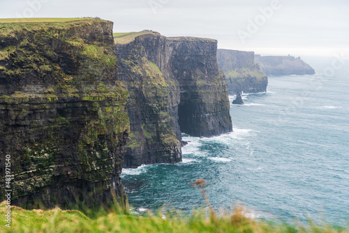 View from the Cliffs of Moher with Hag's Head in the distance, on a winter day in County Clare, Ireland