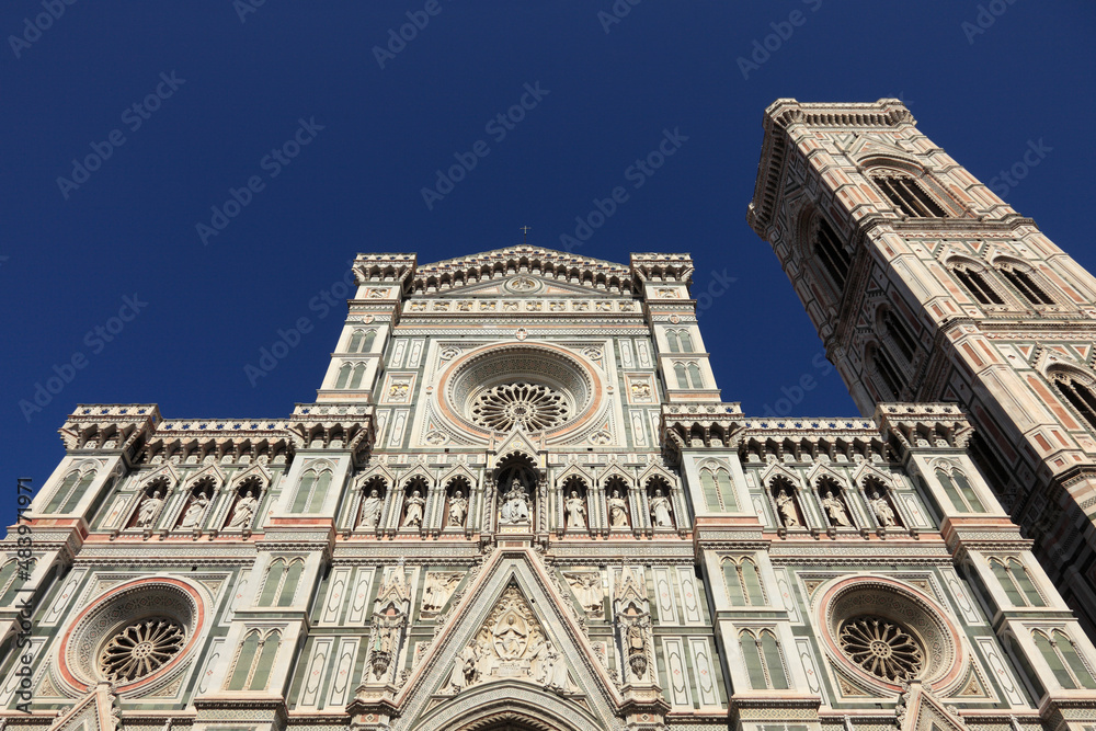 Italy, Tuscany, Florence, facade of the Cathedral of Santa Maria dei Fiore. Florence, Tuscany, Italy, Europe