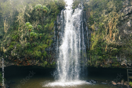 Scenic view of Magura Waterfall and Queen caves at Aberdare National Park, Kenya