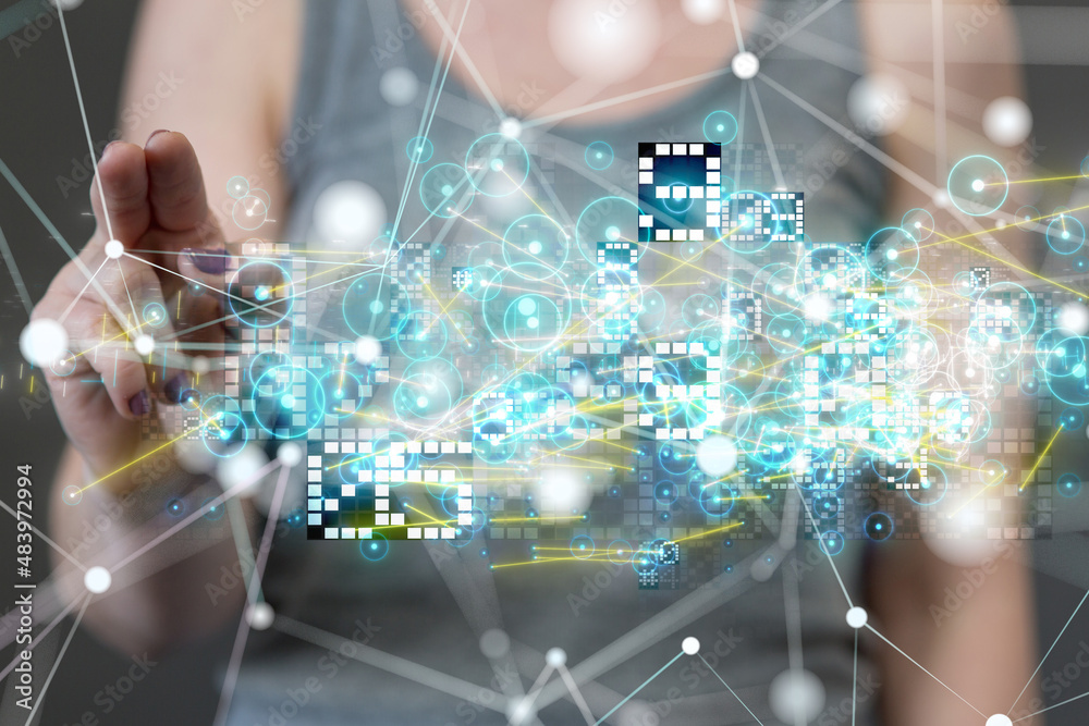 Neural network 3D illustration. Big data and cybersecurity Neural network 3D illustration. Big data and cybersecurity