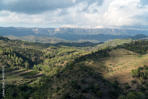 Views of the Priorat mountains with Gratallops and the Montsant mountain range in the background.