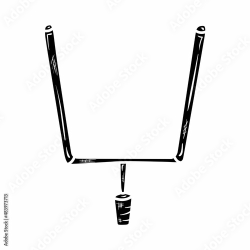 overhead view of american football goalpost solid filled glyph illustration logo vector icon