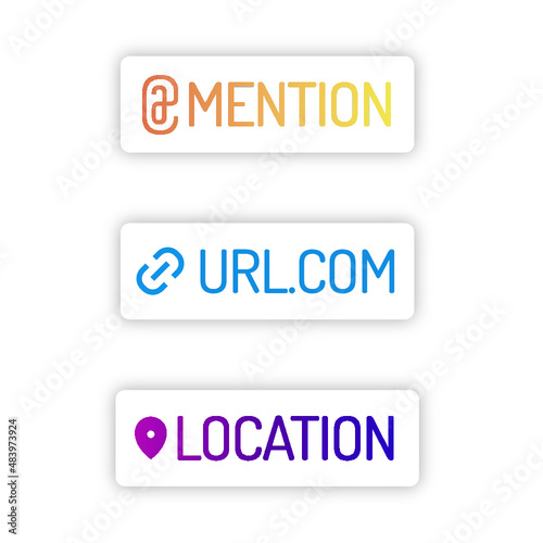 mention link location sticker for social media