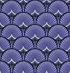 Wandcirkels Pantone 2022 very peri Art deco schubbenpatroon vintage stijl  © Xenia800