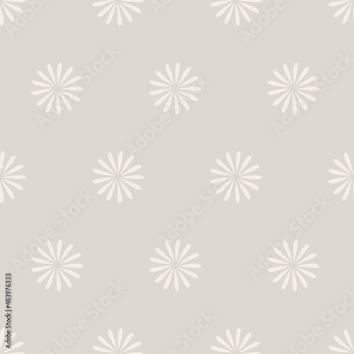 Seamless pattern neutral minimalist flowers. Simple floral background. Vector illustration.