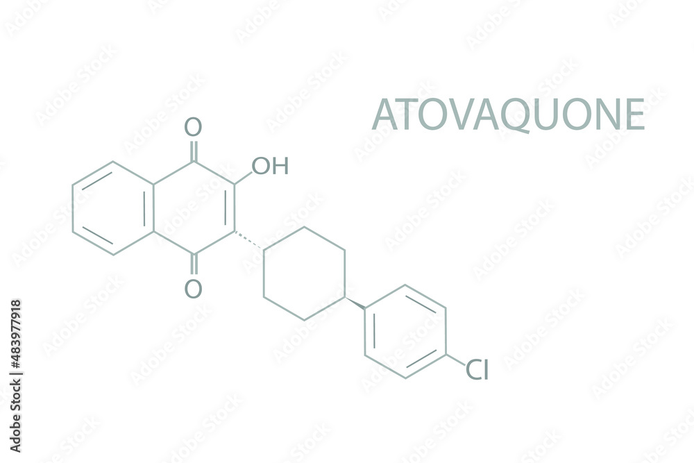 Atovaquone molecular skeletal chemical formula.
Atovaquone molecular skeletal chemical formula.