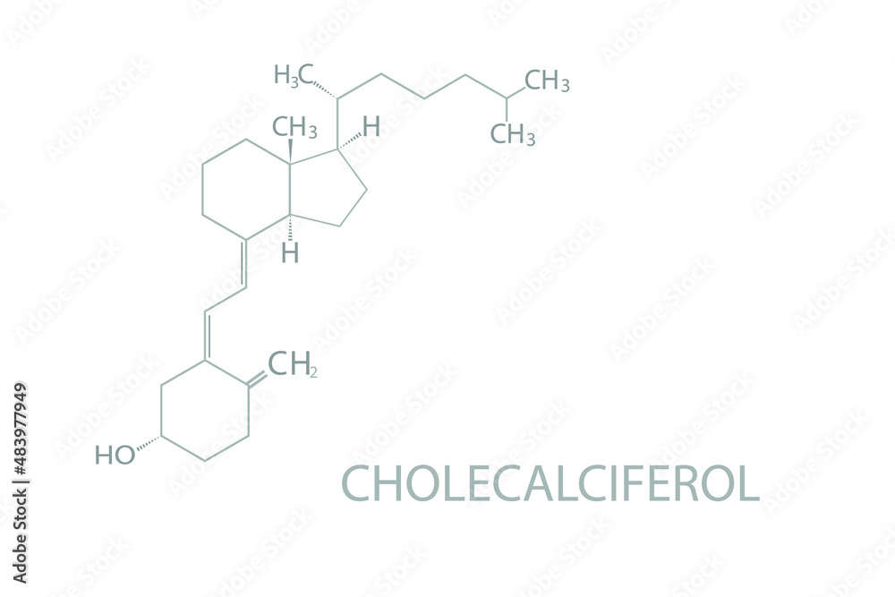 Cholecalciferol molecular skeletal chemical formula.
Cholecalciferol molecular skeletal chemical formula.