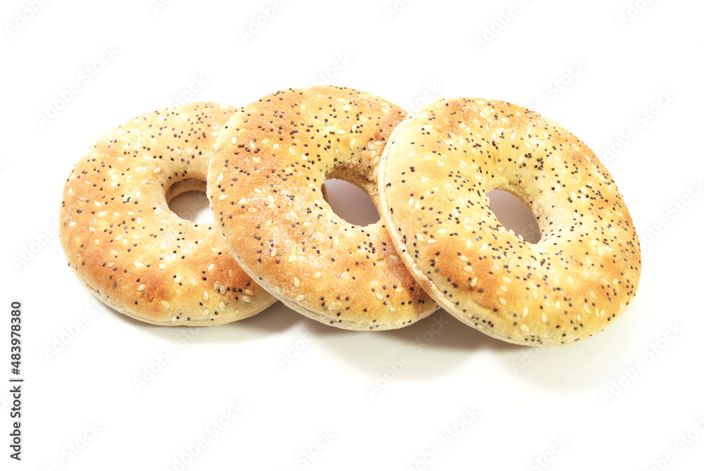 Thin Everything Bagels Isolated Over a White Thin Everything Bagels Isolated Over a White