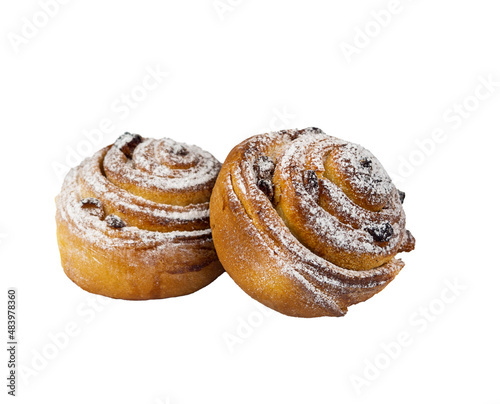 Two Buns Isolated on a White Background.
