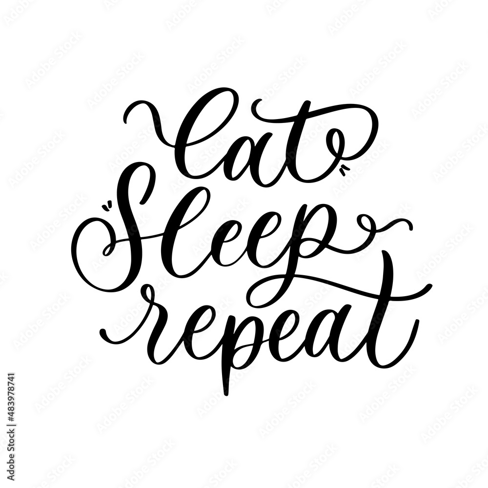 Eat sleep repeat. Funny lettering phrase for poster and t shirt.