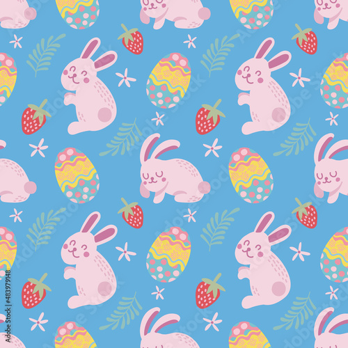 easter egg and bunny cute elements seamless design
