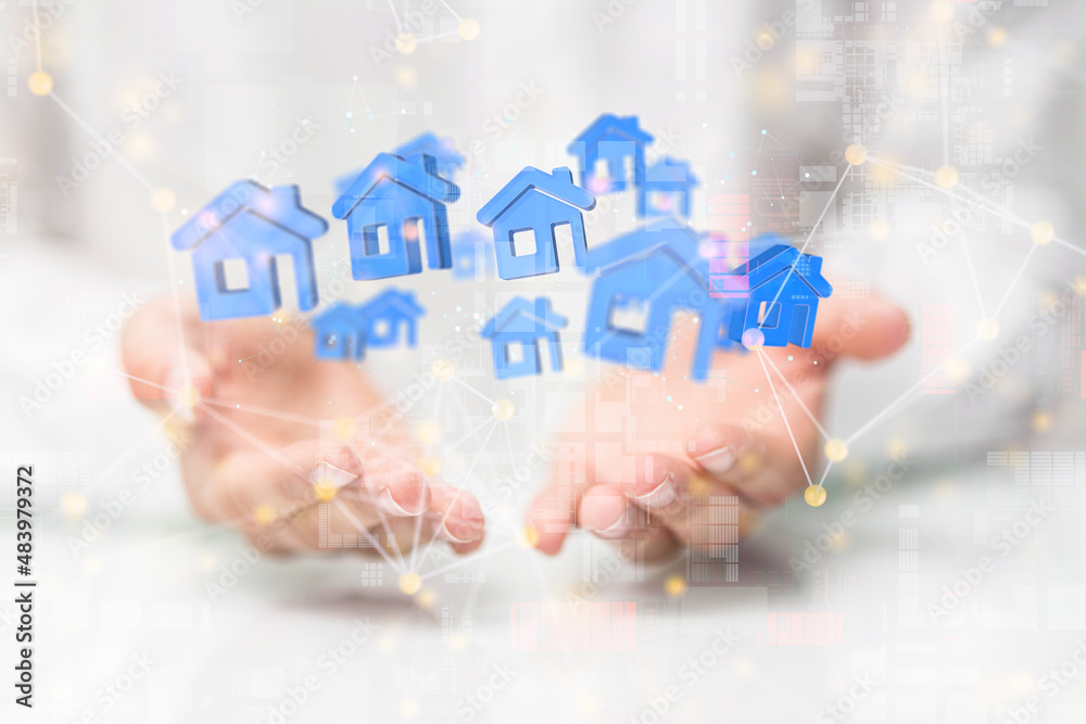 house. data Big data visualization background.Abstract technology house. data Big data visualization background.Abstract technology