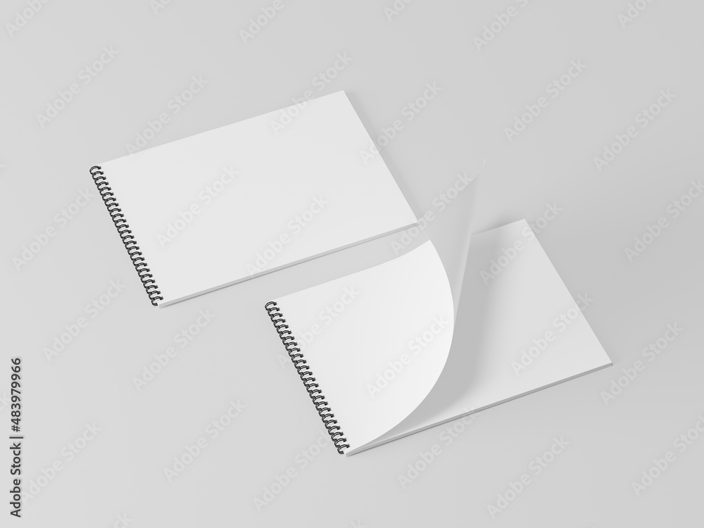 Blank spring note mockup, A realistic set of white notepad sheets Blank spring note mockup, A realistic set of white notepad sheets