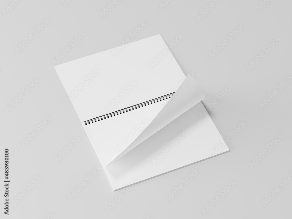 Blank spring note mockup, A realistic set of white notepad sheets Blank spring note mockup, A realistic set of white notepad sheets