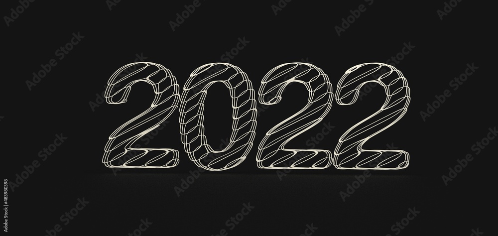 Typography design of 2022 with 3d style design
