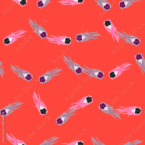 Comet fly seamless pattern. Design meteorite rain . Repeated