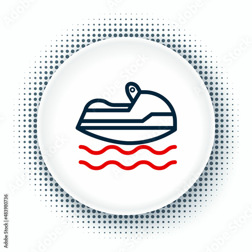 Line Jet ski icon isolated on white background. Water scooter. Extreme sport. Colorful outline concept. Vector