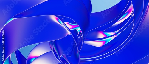 Fototapeta Naklejka Na Ścianę i Meble -  rendering abstract background with holographic twisted shapes