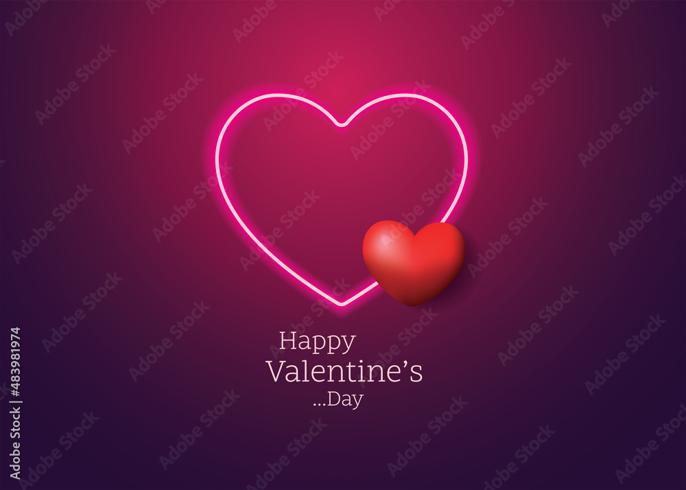 Untitled-1fdgdfgHappy Valentine's Day neon background. dark light background minimal style for branding product presentation on valentine's day. mock-up scene with empty space. vector illustrationdg
