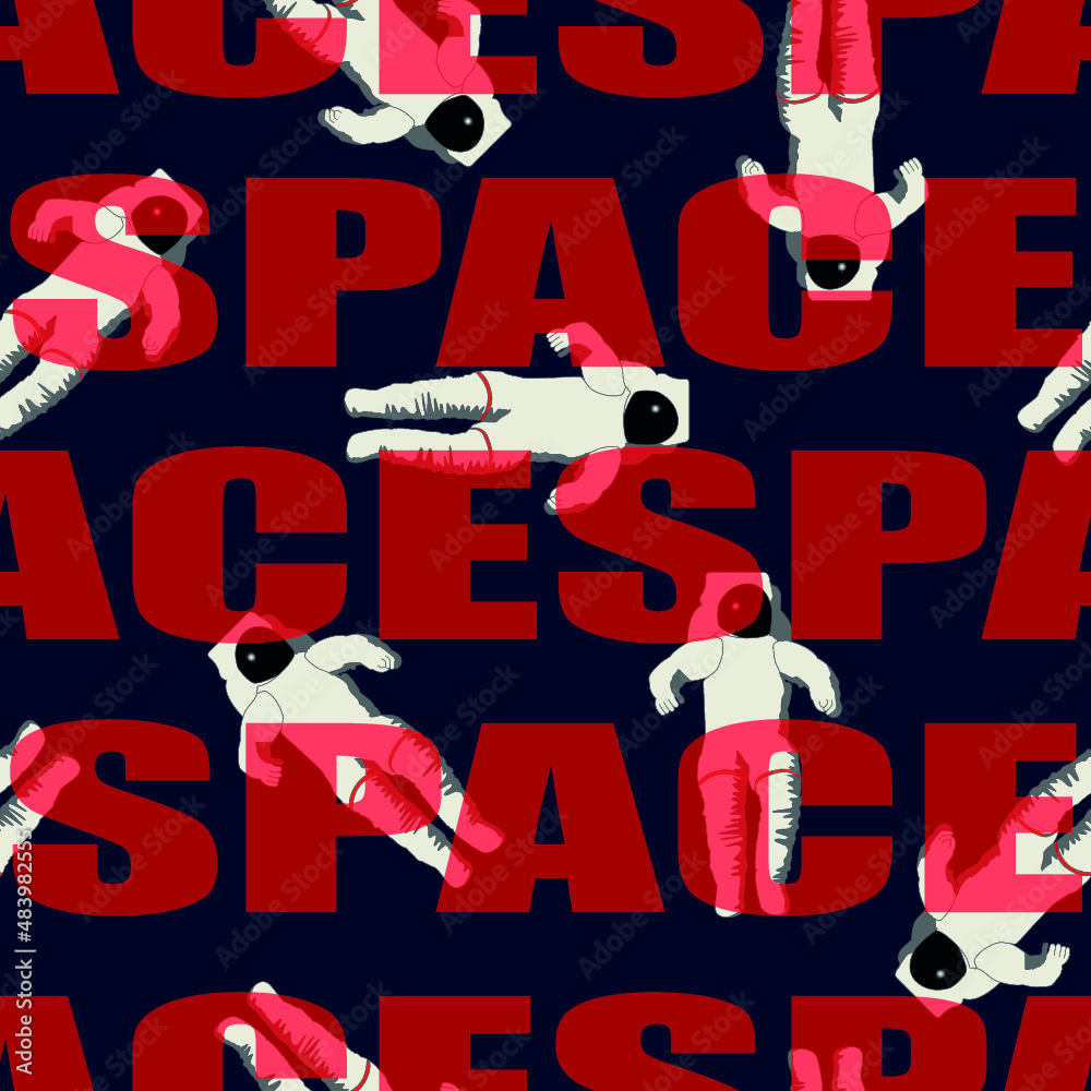 astronaut in space pattern lettering