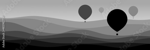 Billede på lærred hot air balloon at mountain landscape vector illustration good for wallpaper, ba