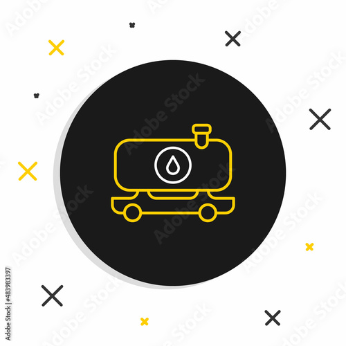 Line Fuel tanker truck icon isolated on white background. Gasoline tanker. Colorful outline concept. Vector