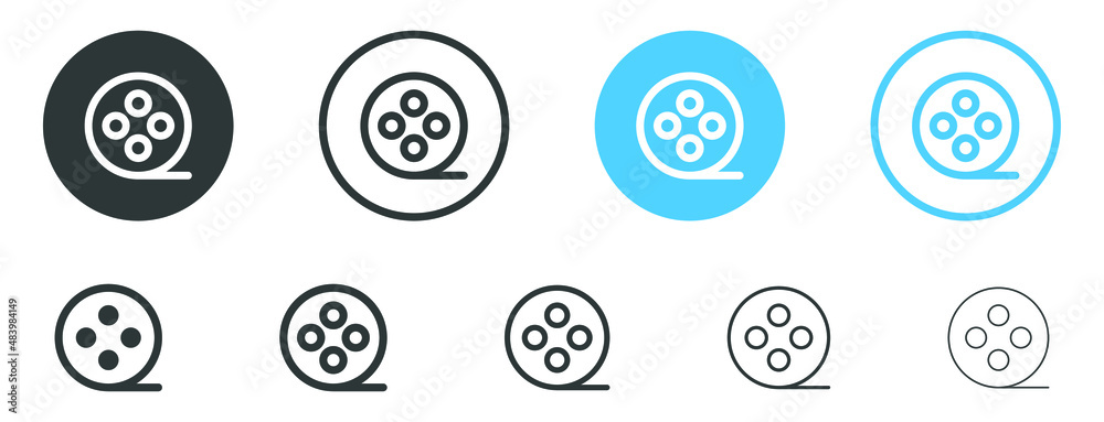 film reel icon, camera tape symbol . media player video film roll icons film reel icon, camera tape symbol . media player video film roll icons