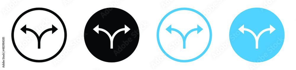 two arrow direction icon in two ways . intersection Arrows two arrow direction icon in two ways . intersection Arrows