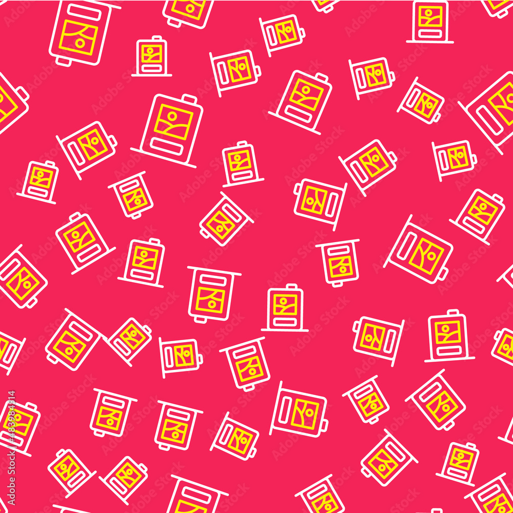 Line Cardboard box of wine icon isolated seamless pattern on red background. Vector Line Cardboard box of wine icon isolated seamless pattern on red background. Vector