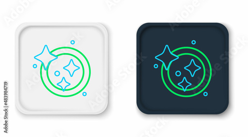 Line Washing dishes icon isolated on white background. Cleaning dishes icon. Dishwasher sign. Clean tableware sign. Colorful outline concept. Vector