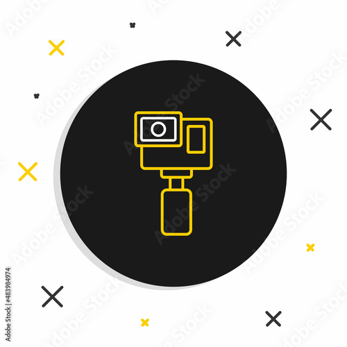Line Action extreme camera icon isolated on white background. Video camera equipment for filming extreme sports. Colorful outline concept. Vector