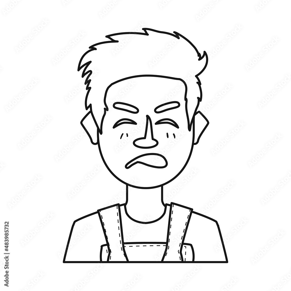 Vector illustration of guy and contempt sign. Set of guy and surprised vector icon for stock.