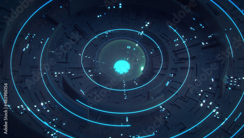 Blue futuristic circular sh...