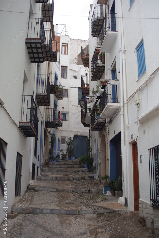 Fototapeta premium Small city in Spain, streets, white houses