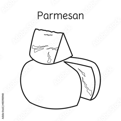 Vector design of cheese and parmesan sign. Graphic of cheese and slice stock vector illustration.