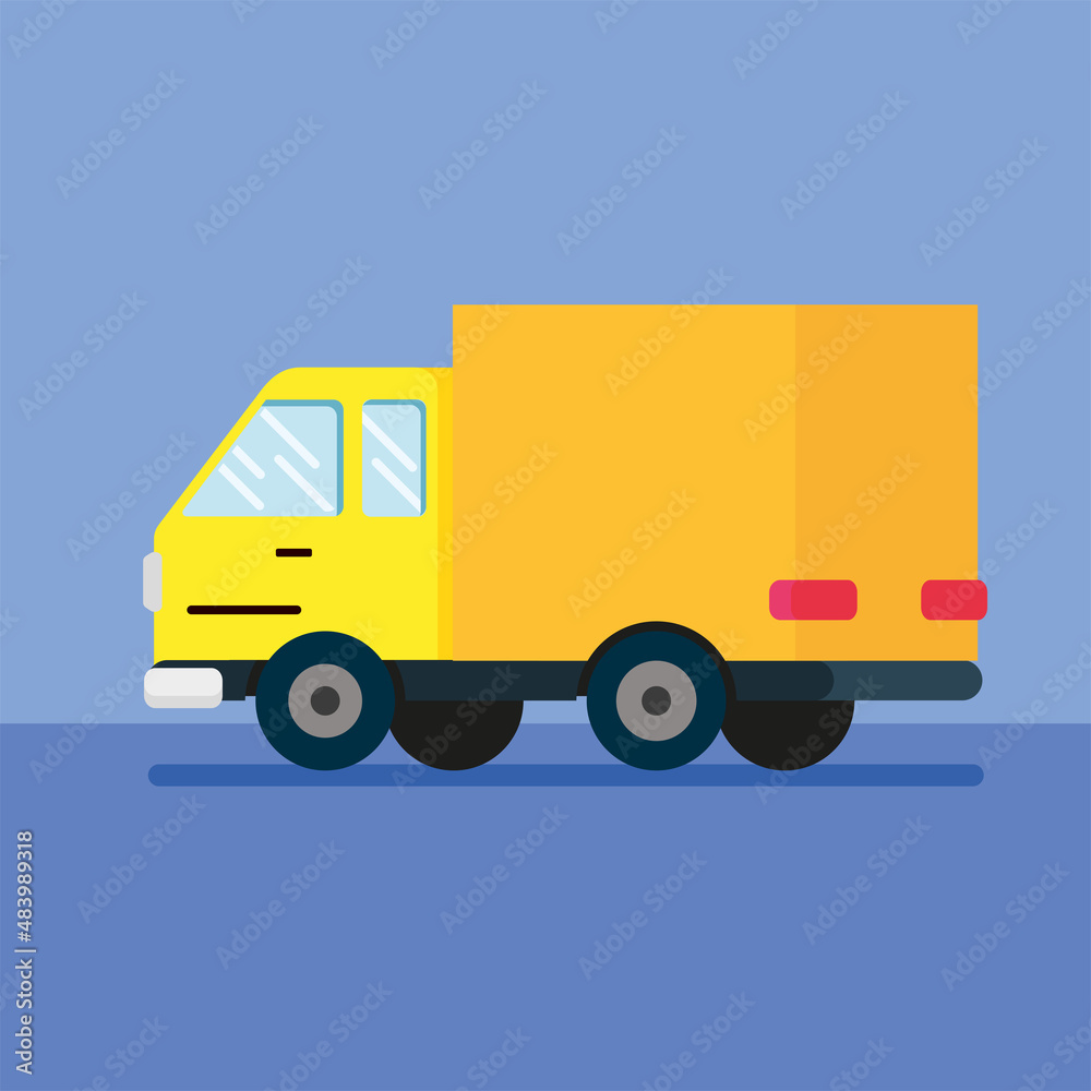 flat yellow truck car illustration vector flat yellow truck car illustration vector