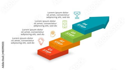 Vector pyramid up arrows infographic, diagram chart, triangle graph presentation. Business timeline concept with 4 parts