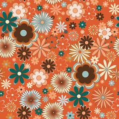 Stickers Vintage bloemen patronen Retro bloemen mid century perzik  © Svetlana Lerie