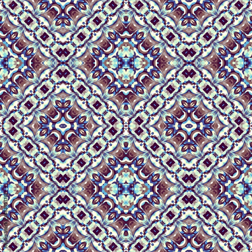 Abstract pattern. Square ornamental regular background. Seamless pattern. Vintage mosaic art pattern.