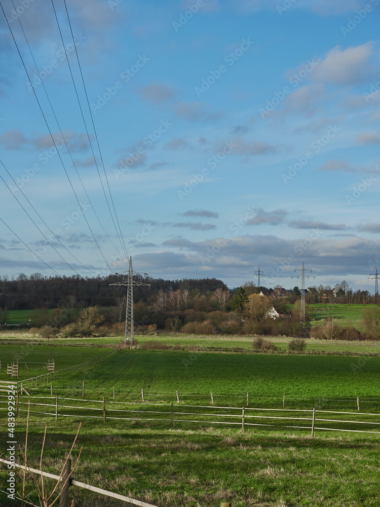 Vertical landscape shot with delineated fields
