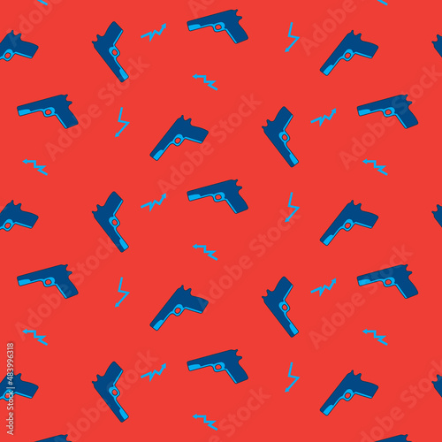 Pistol or anger pattern background with blue and red.