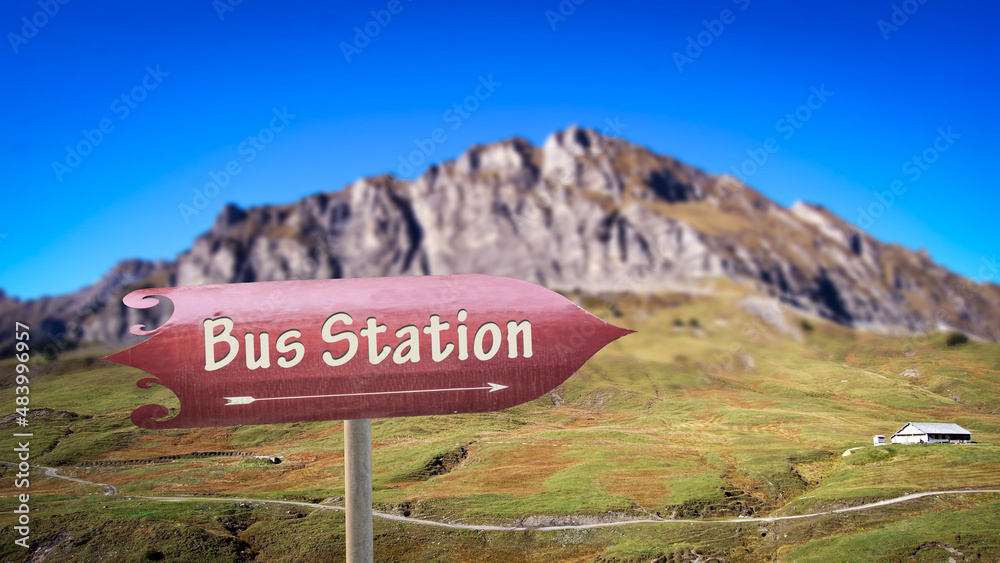 Street Sign to Bus Station