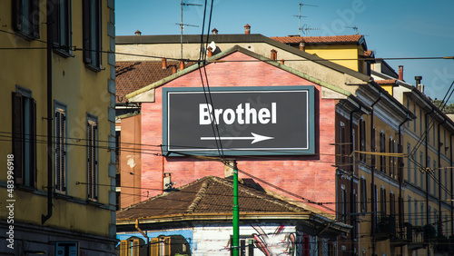 Tablou pe pânză Street Sign to Brothel