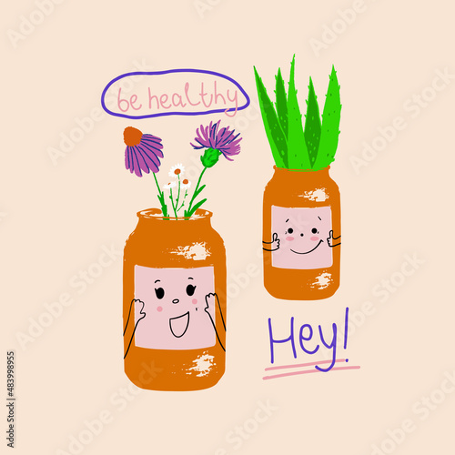 illustration for advertising natural organic biologically active food supplements.