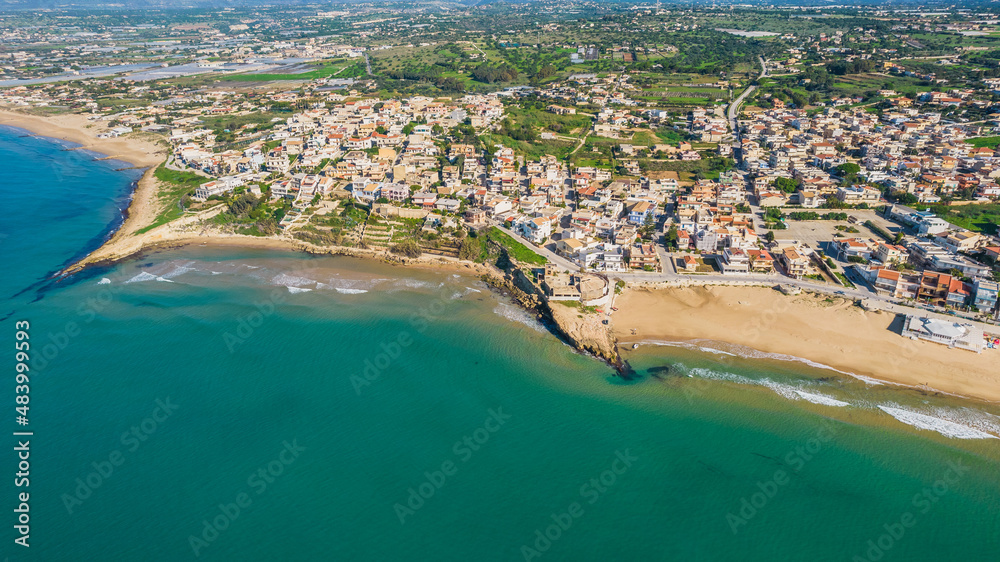Aerial View of Cava d'Aliga and the Mediterranean Sea, Scicli, Ragusa, Sicily, Italy, Europe