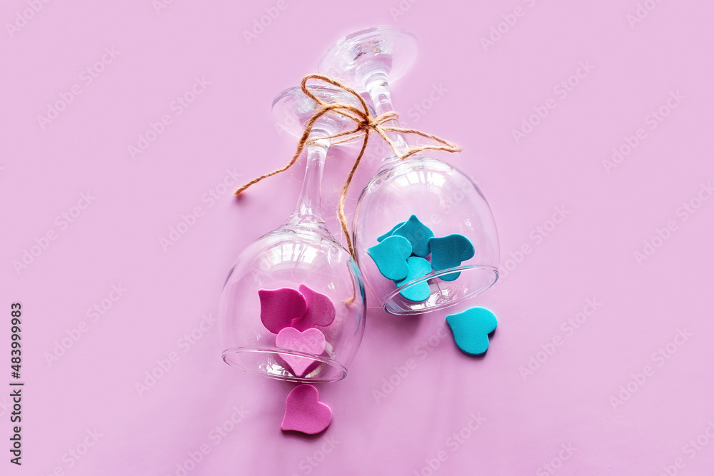 linked wine glasses with hearts valentine's day linked wine glasses with hearts valentine's day