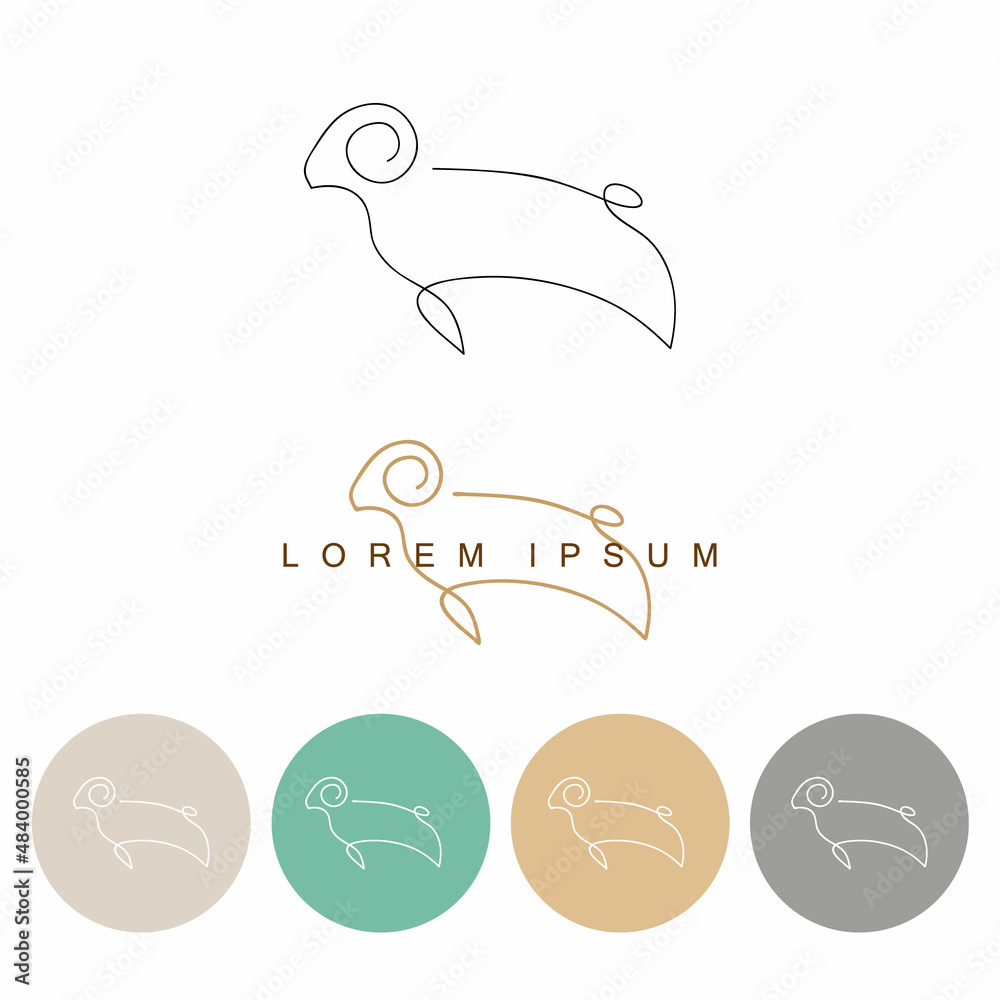 One line sheep design silhouette. Logo design. Hand drawn minimalism style vector illustration.