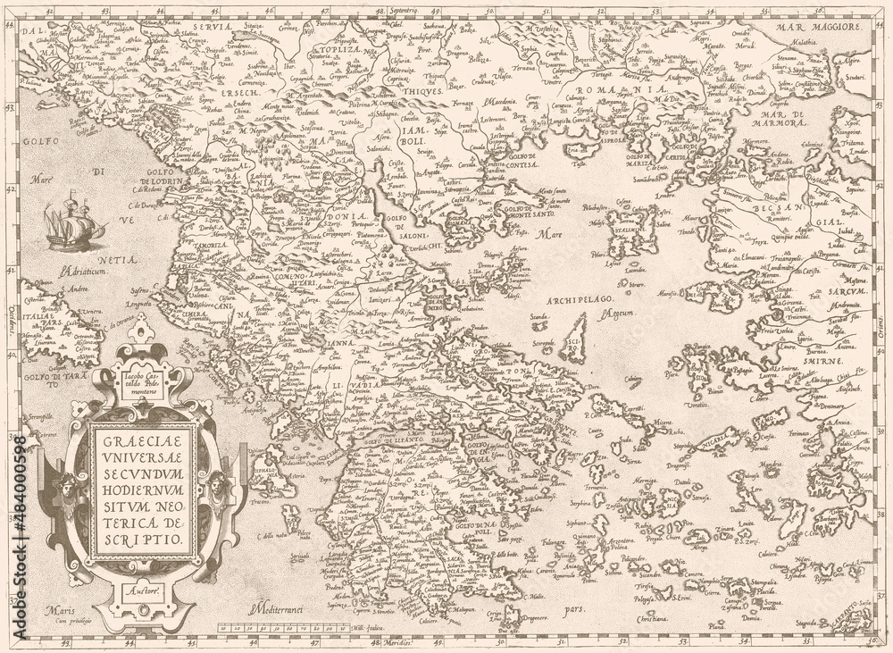 Fototapeta premium Old antique world map. Vintage style wallpaper