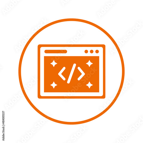 Clean, coding, code icon. Orange vector sketch. Free Download Clean, coding, code icon. Orange vector sketch. - GFXLoad