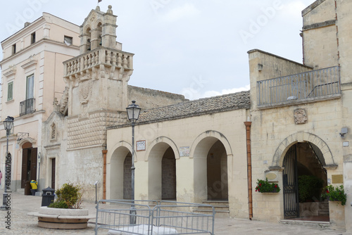 Vittorio Veneto square in Matera with the Guerricchio viewpoint under the three arches, next to the Mater Domini church and in front of the Palombaro Lungo © filippoph